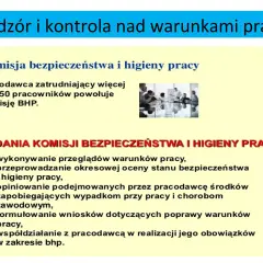Komisja BHP nadzoruje warunki pracy. Na zdjęciu zespół omawia kwestie bezpieczeństwa.