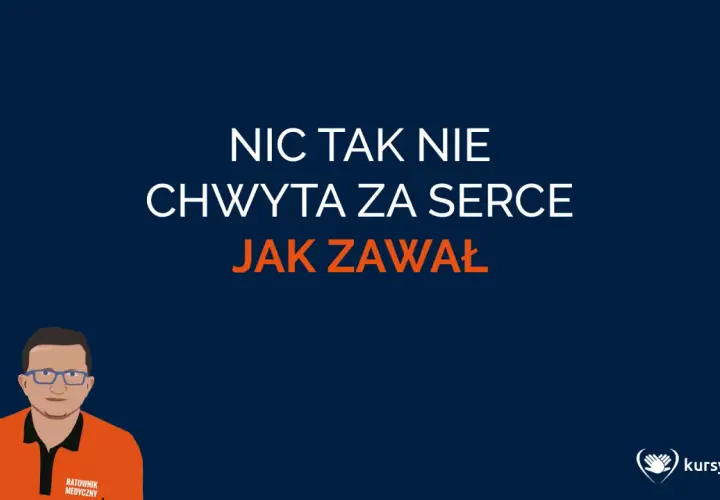 Ratownik medyczny wyjaśnia, jak sprawdzić, czy był zawał serca. Napis: "Nic tak nie chwyta za serce jak zawał".
