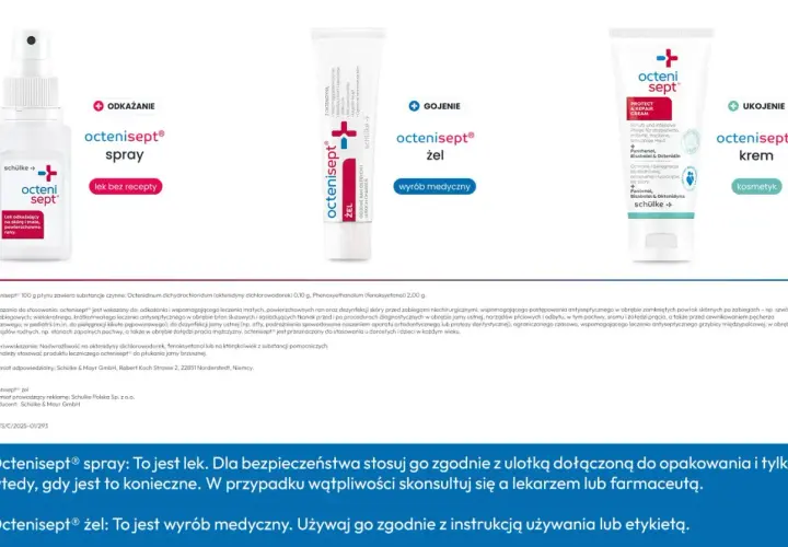 Octenisept spray i żel do dezynfekcji ran. Spray do odkażania skóry i małych ran, żel do gojenia.