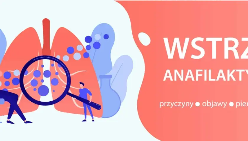 Ilustracja przedstawia osoby badające płuca pod kątem objawów wstrząsu anafilaktycznego.
