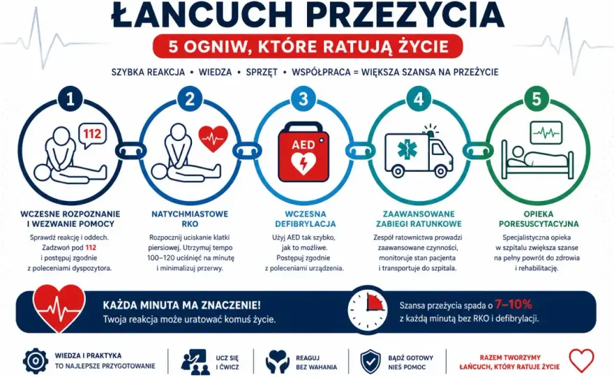 Łańcuch przeżycia – Pierwsza pomoc przy zatrzymaniu krążenia